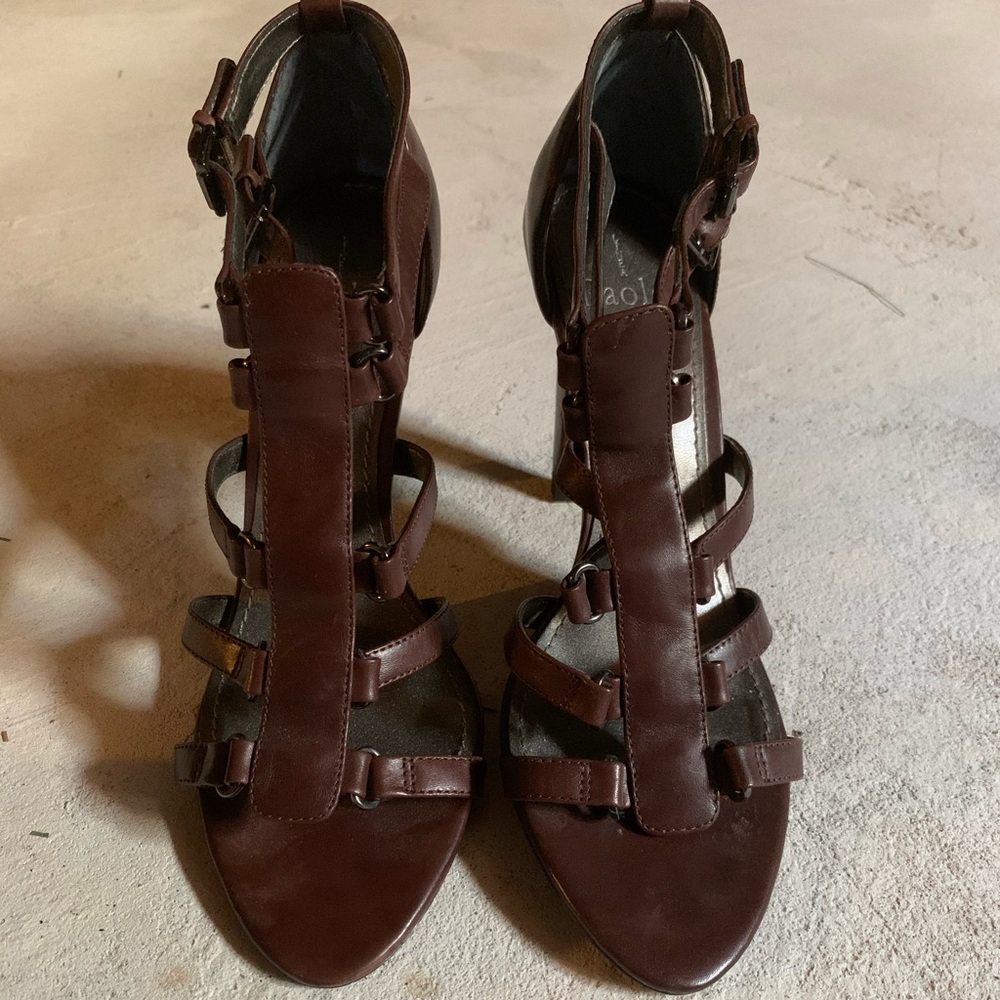 Brown gladiator style heels